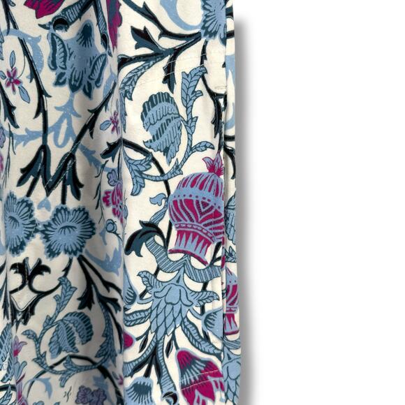 Go Softly Embroidered Jersey Knit Floral Tile Print Lounge Dress Sz S Full Zip - Picture 4 of 8